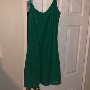 Emerald Spaghetti Strap Lace Dress-Francesca